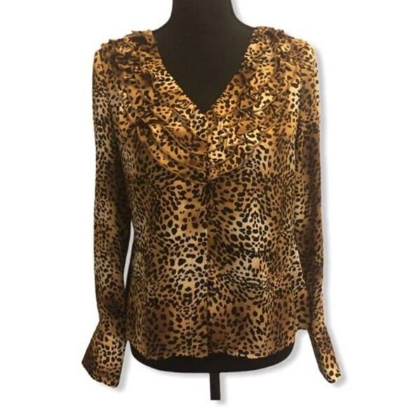 Jones New York Signature Leopard Shirt Medium - Picture 1 of 8